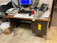Metal desk and matching side desk
