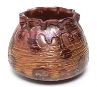 Loetz Manner Iridescent Drip Thread Art Glass Vase