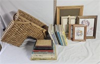 Vintage Books, Basket & Framed Art