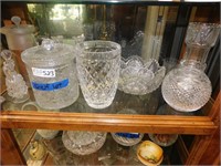 Genuine Crystal and Other Glass Ware Shelf Lot