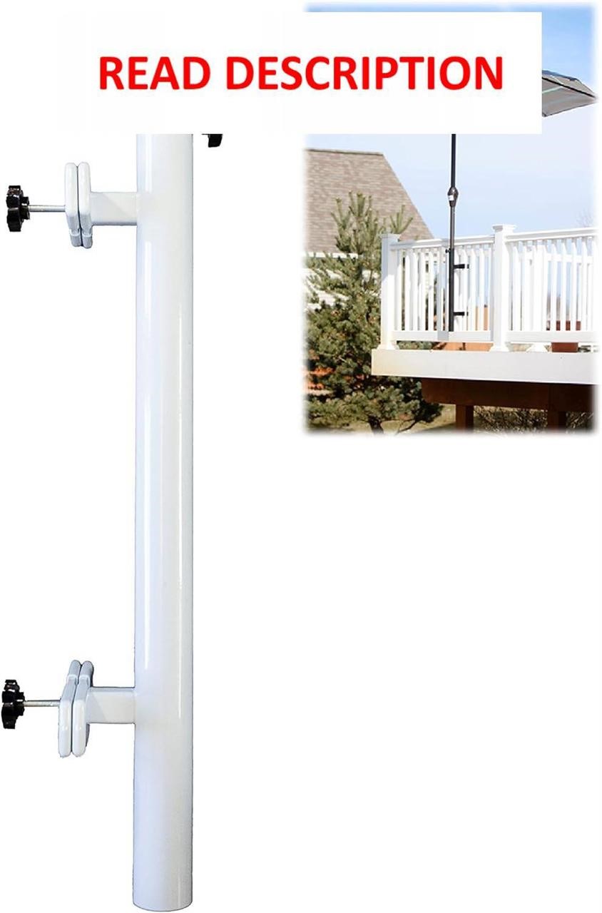 Patio Umbrella Holder | Railing Mount (White)