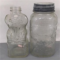Vintage Grapette Elephant & Peanut Butter Jars