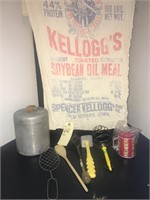 ATQ KELLOGG'S SACK, SUGAR CANISTER, UTENSILS MCM