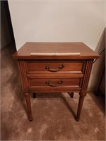 Walnut nightstand with two drawers. Matches lot