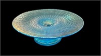 9 “ Blue Stretch Glass Cake Stand