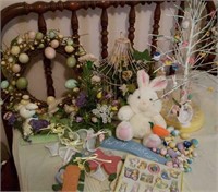 Easter decorations, wreath, tree, bunny