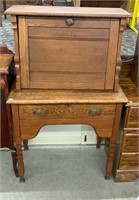 Smaller Size Antique Oak Slant Front Desk