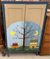 Blue Paint Decorated Two Door Wardrobe