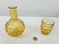 Goblet & carafe en verre moulé style Moser