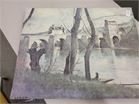 Bridge of Manies corot painting on canvas 28in.