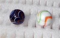 2 Akro Agate Marbles Shooters About 1"