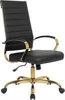 LANDSUN High Back Chair  Gold Frame  Black