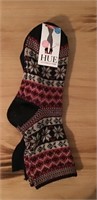 NWT HUE 2PR BLACK MULTI SOCKS O/S  $14