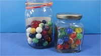 2 Jars of Vintage Glass Marbles