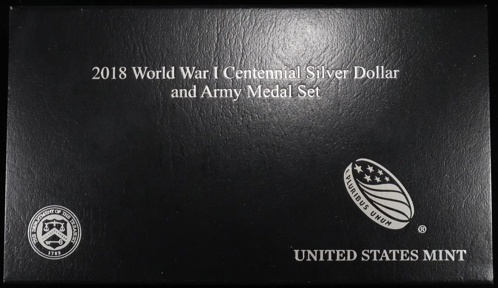 2018 WWI CENTENNIAL SILV $1 & ARMY MEDAL COMM SET