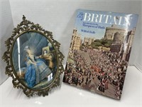 Book - The Love of Britain and Metal Oval Frame
