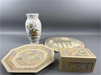 Vintage Vase Made in Italy & Decorative Wood Set