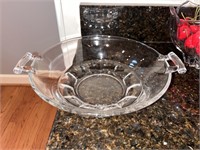 Large Decorative Handled Glass Fruit Bowl - see