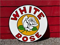 41.5” Round Porcelain White Rose Sign