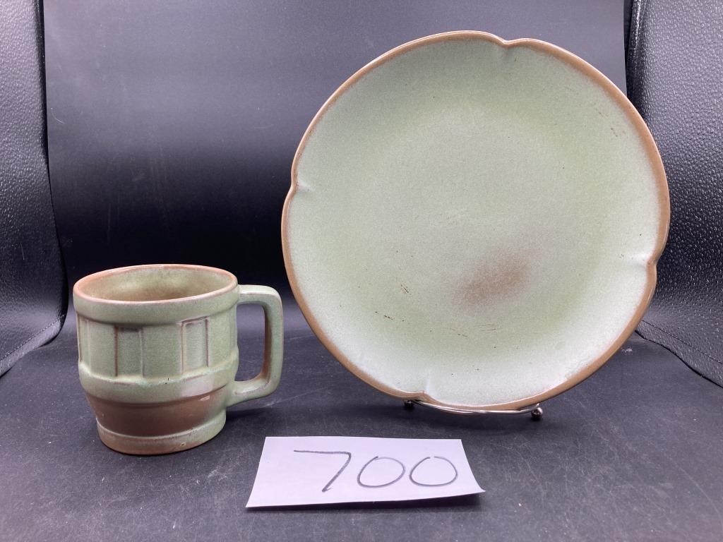 Frankoma Green Plate and Mug