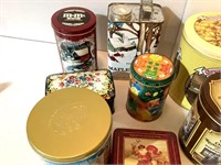11 ASSORTED TINS-INCLUDES 2-M & M TINS