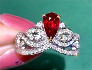 1.11ct Natural Pigeon Blood  Ruby Ring, 18k gold