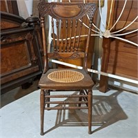 Spindle Back Ding Chair with Cane Bottom As is