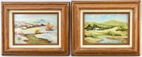 2 Bea Bachar Landscape Paintings, Spring & Winter