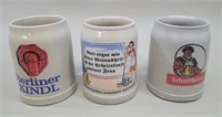 3 German Stoneware Steins 0.5L