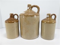 THREE STONEWARE FINGER JUGS