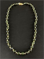 Alaskan Kobuk jade beaded necklace with small gold