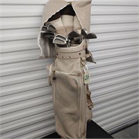 Beige Golf Bag & Clubs