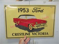 modern "1953 ford crestline victoria" metal sign