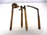 lot of 4 tools: sickle, corn tiers other