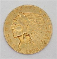 1908-D Indian Head $5 Gold Coin