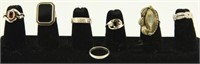 Lot #48 - Bag of (7) ladies fashion rings: some