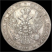 1836 Poland Silver 1 1/2 Rubles LIGHTLY