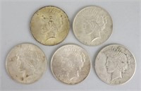 1922 (3),1922-S & 1923 90% Silver Peace Dollars.