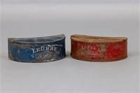 Lot of 2 Leurre Worm Tins, Blue & Red, 2"T x 6"L