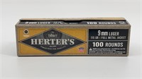 100 Rounds Herters 9mm Ammo 115 Gr.