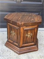 Vintage solid pine side table. 26" d x 21" t.