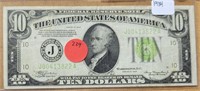 1934 GREEN SEAL $10 FEDERAL NOTE - KANSAS CITY