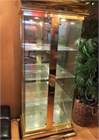 Tall Gold & Glass Lighted Display Cabinet B