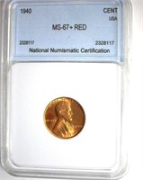 1940 Cent NNC MS-67+ RD LISTS FOR $625