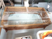 Wicker Coffee Table W/Glass Top - 52x28x17H