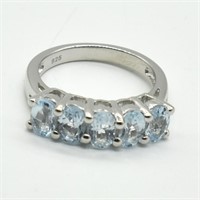 Silver Blue Topaz(3.1ct) Ring