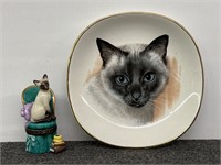 Siamese Cat Trinket Box and Small Plate