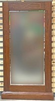 Antique 7ft English Carved Wood Beveled Mirror