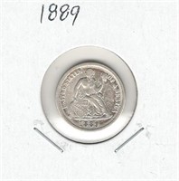 1889 U.S. Silver Seated Liberty Dime