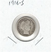 1916-S U.S. Silver Barber Dime